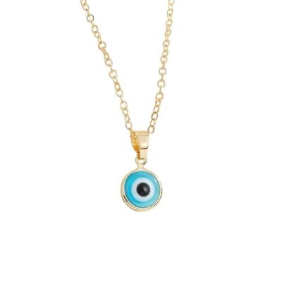 Pendentif Evil Eye avec chaîne dorée, collection colorée, turquoise