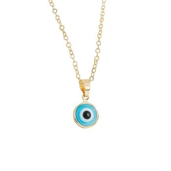 Pendentif Evil Eye avec chaîne dorée, collection colorée, turquoise 1