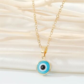 Pendentif Evil Eye avec chaîne dorée, collection colorée, turquoise 3