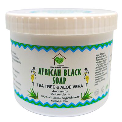 Tina de jabón negro africano árbol de té y aloe vera 500g