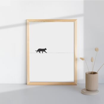 Impression de chat noir, art mural minimaliste 1