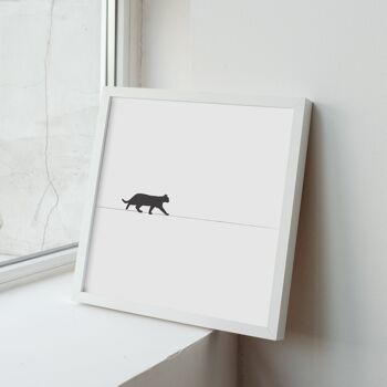 Impression de chat noir, art mural minimaliste 3
