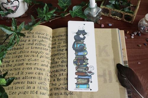 Bookmark Cat and Books Two-sided