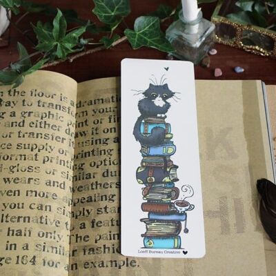 Bookmark Cat and Books Two-sided
