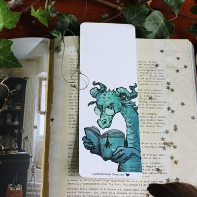 Bookmark Dragon and Books Two-sided