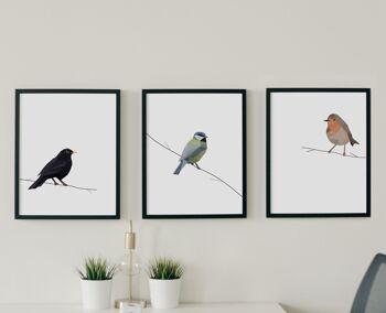 Conception géométrique de 3 oiseaux, impressions d’art mural, ensemble de 3 impressions 2