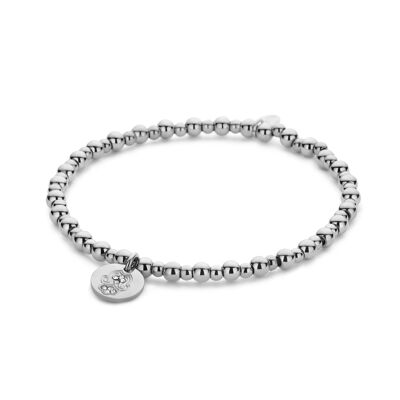 Steel Beads Bracelet With Zirconia Hand
