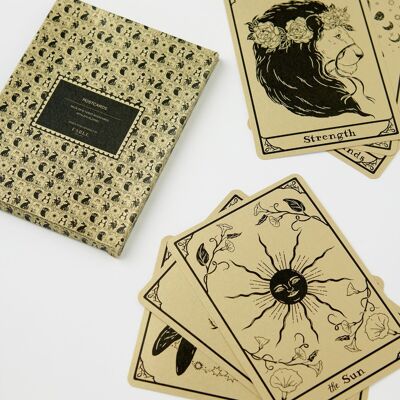 Cartes postales de contes de tarot, paquet de 6 en métal doré