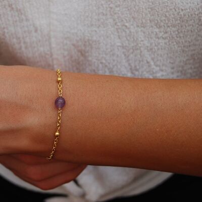 Bracelet Amethys, bracelet argent 925, bracelet empilage, bracelet pierres précieuses, bracelet minimaliste, bracelet en argent sterling.
