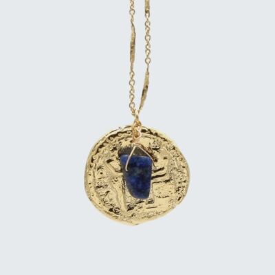 Sautoir médaille lapis HORUS