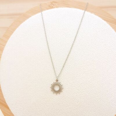 Silver chain necklace with sun pendant
