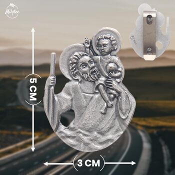 Saint Christophe pour Voiture avec Clip - Saint Patron des Voyageurs (Automobilistes, Trains, Avion...) Accessoire Porte Bonheur Voiture, Camping Car 2