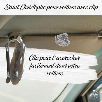 Saint Christophe pour Voiture avec Clip - Saint Patron des Voyageurs (Automobilistes, Trains, Avion...) Accessoire Porte Bonheur Voiture, Camping Car 5