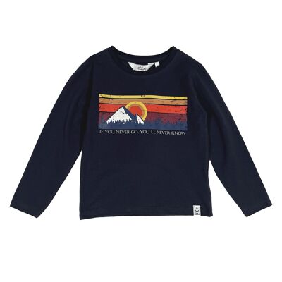 Camiseta Crawford l/s montaña estampado marino