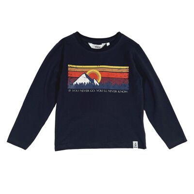 T-shirt Crawford m/l con stampa mountain navy