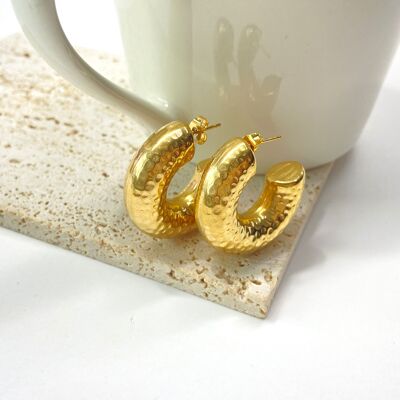 Chunky hammered hoop earrings