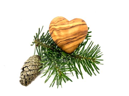 Weihnachstbaumanhänger Herz 3D aus Olivenholz