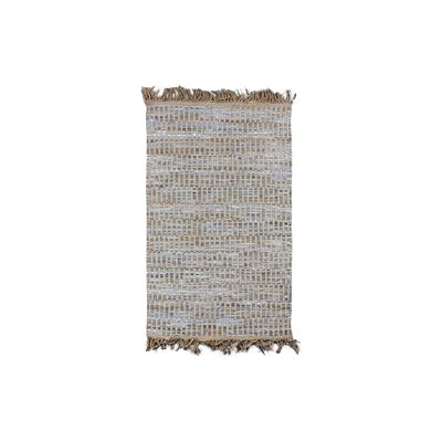 HAND-WOVEN LEATHER JUTE AND COTTON RUG TAUPE 90X150CM ALTAY