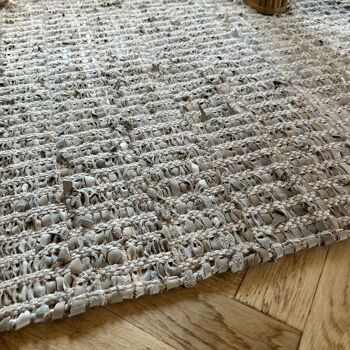 TAPIS EN CUIR JUTE ET COTON TISSÉ A LA MAIN TAUPE 90X150CM ALTAY 4