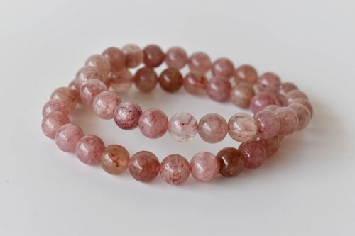 Strawberry Quartz Bracelet, Crystal Bracelet (Enhancing and Intuition )