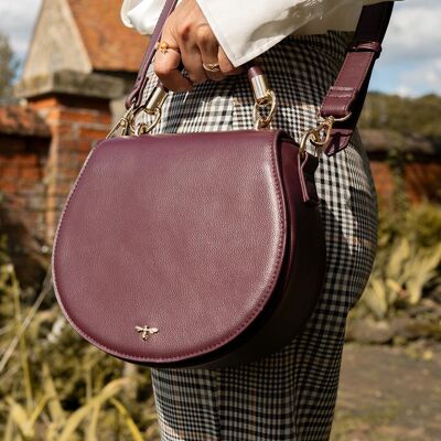 Liberty Saddle Bag Burgundy Vegan Leather