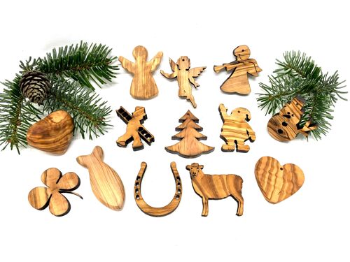 Weihnachtsbaumschmuck verschiedene Motive aus Oivenholz
