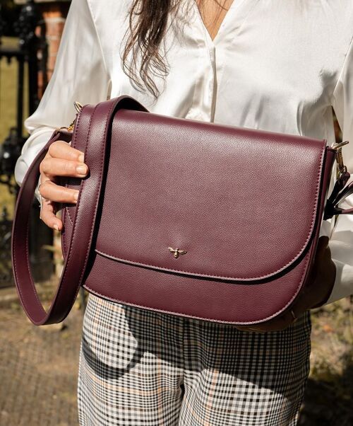 Nina Messenger Handbag Burgundy Vegan Leather