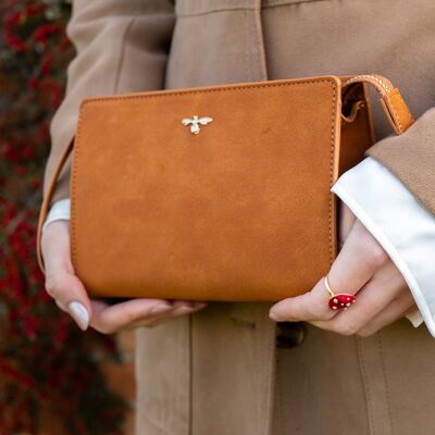 Bonnie Wristlet Pouch Tan Vegan Leather