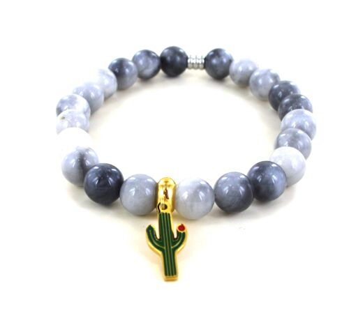 Bracelet en oeil d'aigle et cactus en acier inoxydable