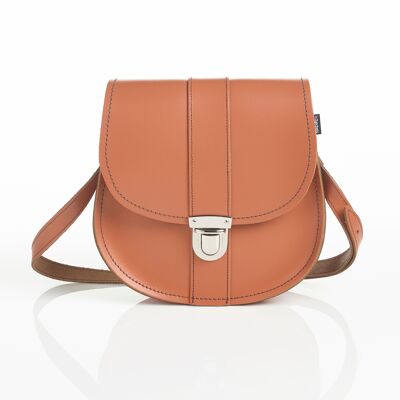 Sac de selle Pushlock en cuir fait main - Orange brûlé