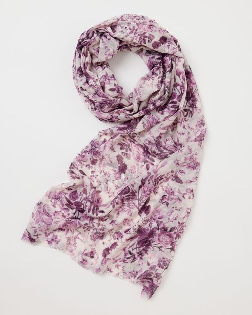 Rambling Rose Lightweight Scarf Burgundy