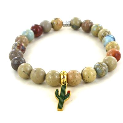 Stainless Steel Serpentine and Cactus Bracelet