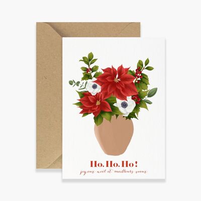 Christmas Bouquet Greeting Card Poinsettias