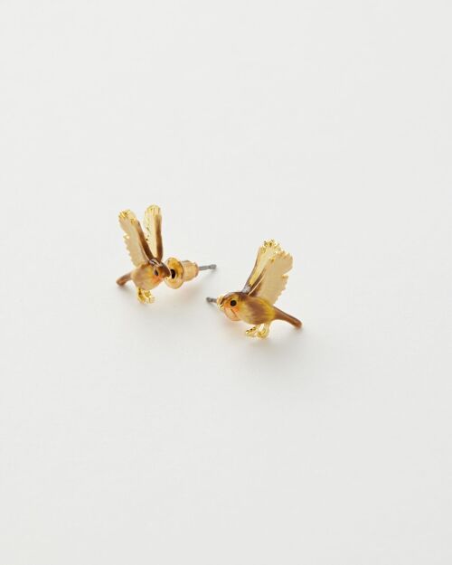 Enamel Flying Robin earrings