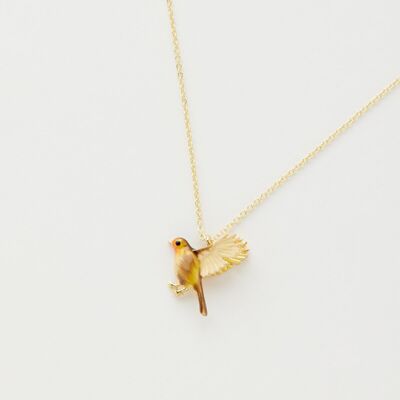 Enamel Flying Robin Necklace