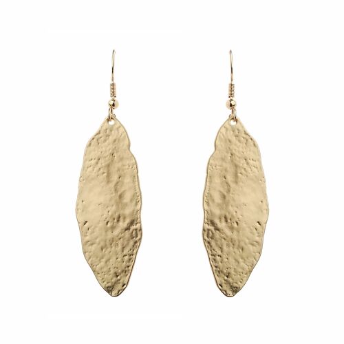 Hammered Oval Shape Fish Hook Earring