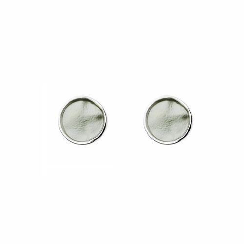 Silver Post Earring with Green Enamel Round Coin