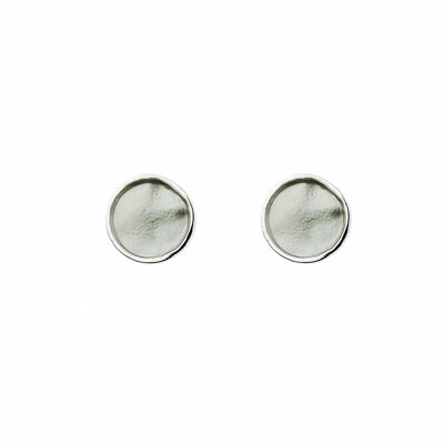 Silver Post Earring with Green Enamel Round Coin