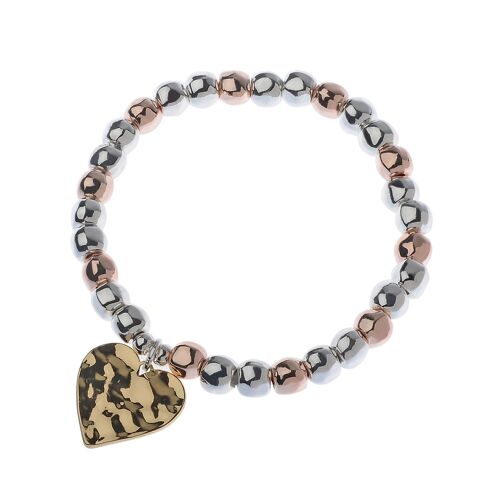 Beaded Bracelet with Hammered Heart Charm