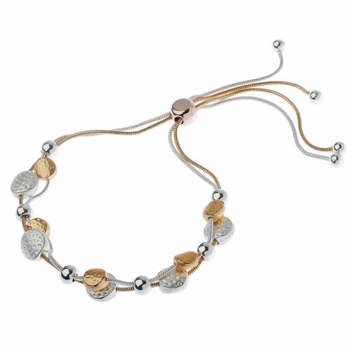 2 Tone Hammered CCB Beads Lariat Bracelet