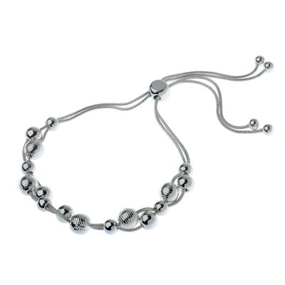 Lariat-Armband mit gehämmerten CCB-Perlen aus Silber