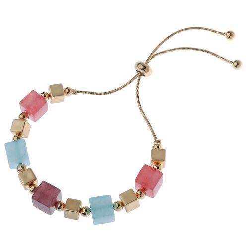 Multi Colour Square Cubes Lariat Bracelet