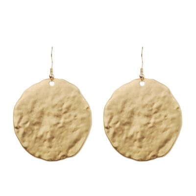 Large Hammered Coin Fish Hook Earring