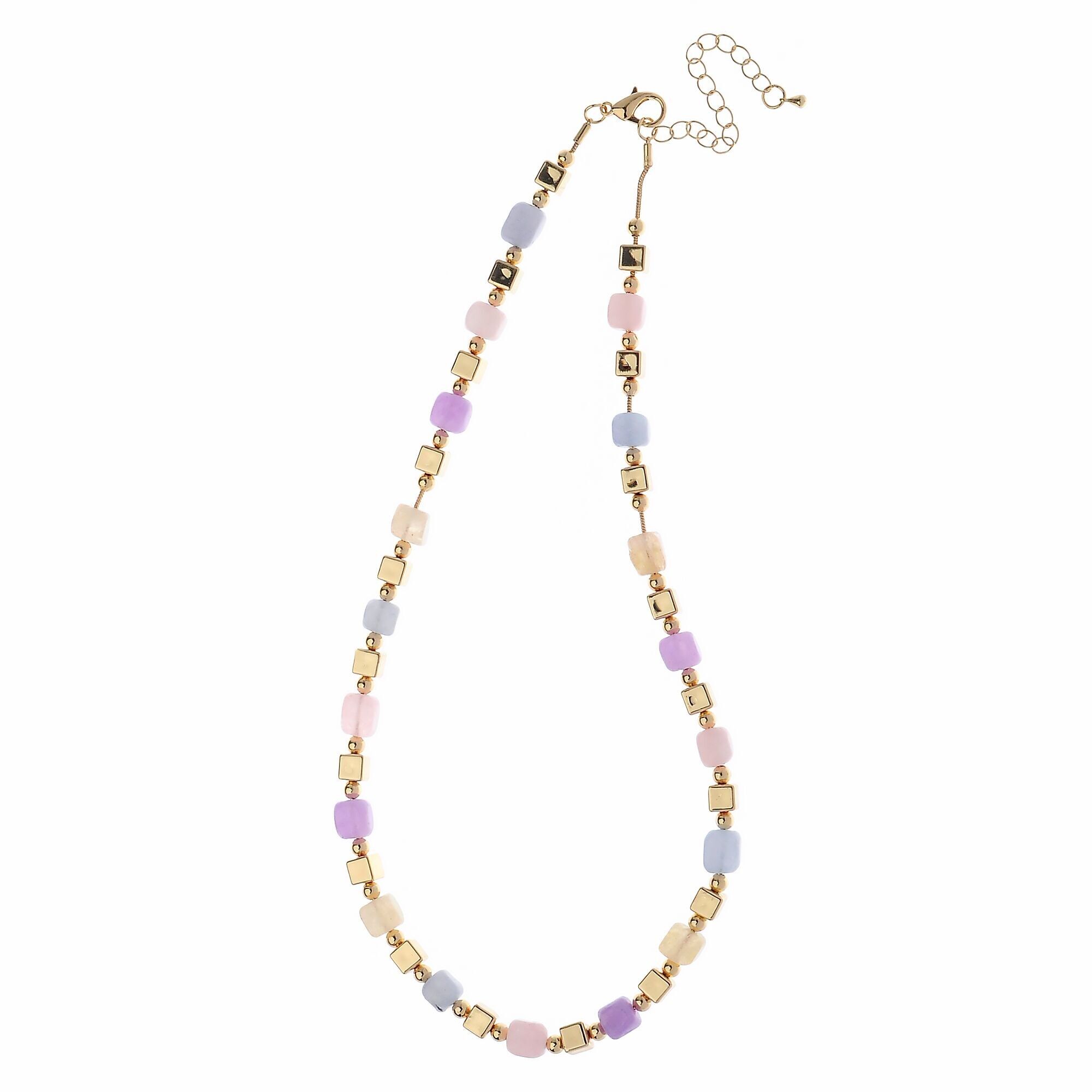 Vibrant Spectrum Quartz And Square CCB Bead Statement Necklace
