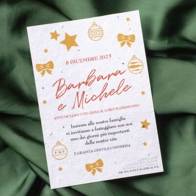Set of 8 Christmas wedding invitations in semi paper - Glam Christmas