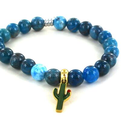 Pulsera de Acero con Apatita y Cactus