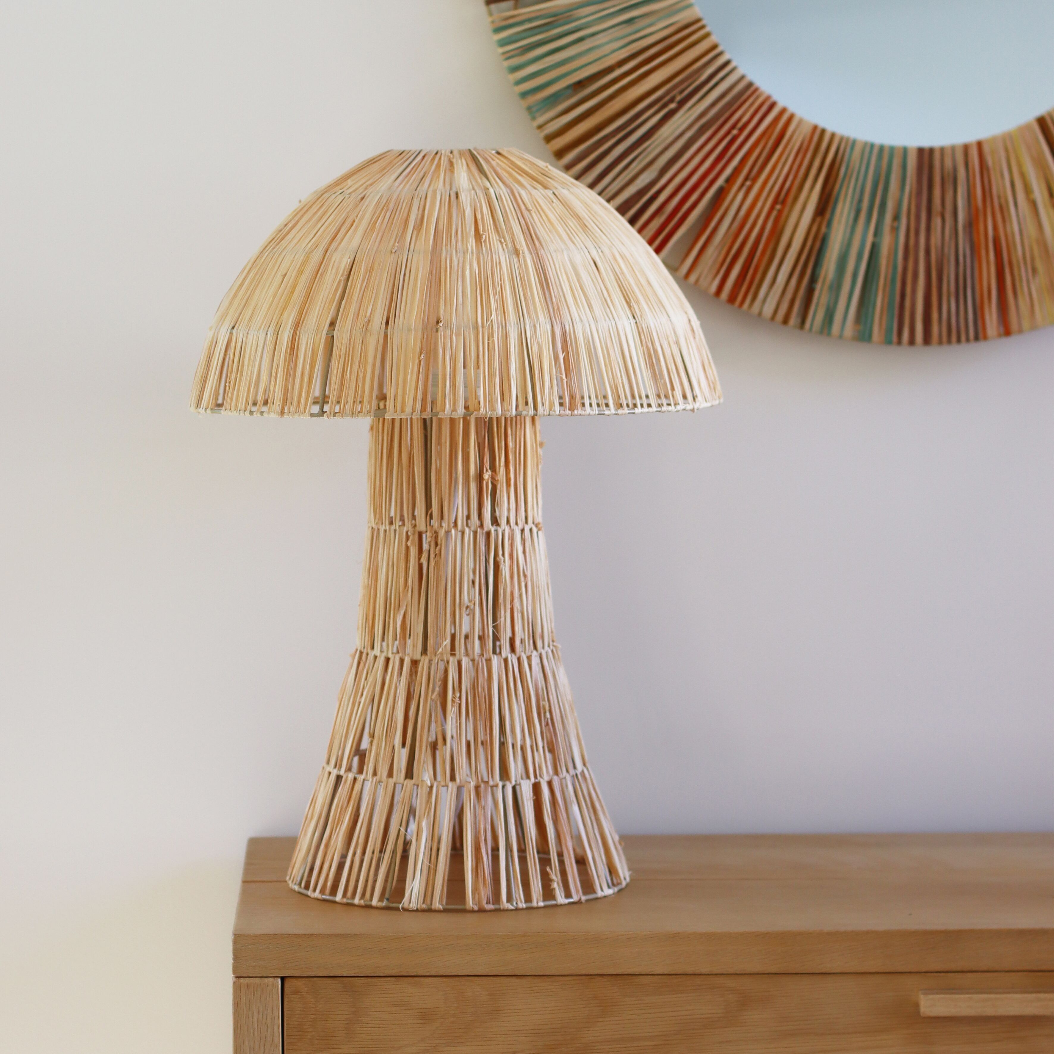 NATURAL RAFFIA TABLE LAMP D39XH54CM EL NIDO