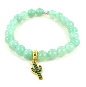 Bracelet en aventurine et cactus en acier inoxydable