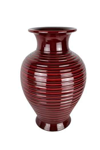 Vase en céramique rouge avec motif anneaux 36 cm 2