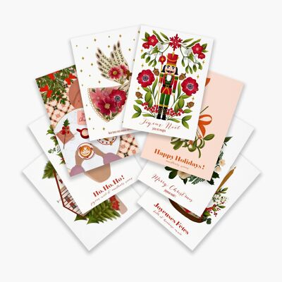 Conjunto de tarjetas de felicitación navideñas